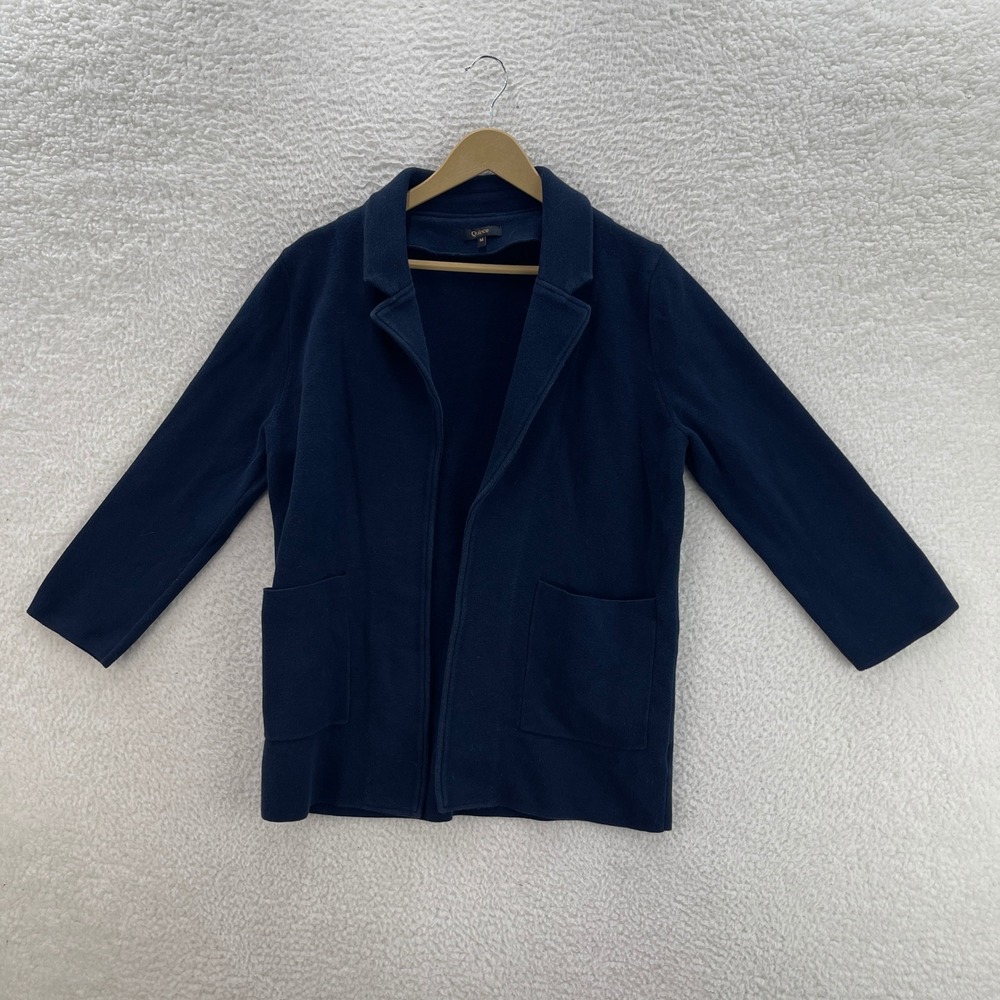 Quince Blazer Womens M Navy Blue Cotton Knit Blazer Unstructured Casual Preppy